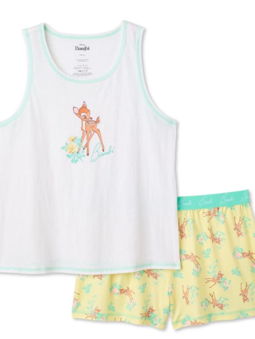 Disney White & Yellow Bambi Tank and Shorts Pajama Set